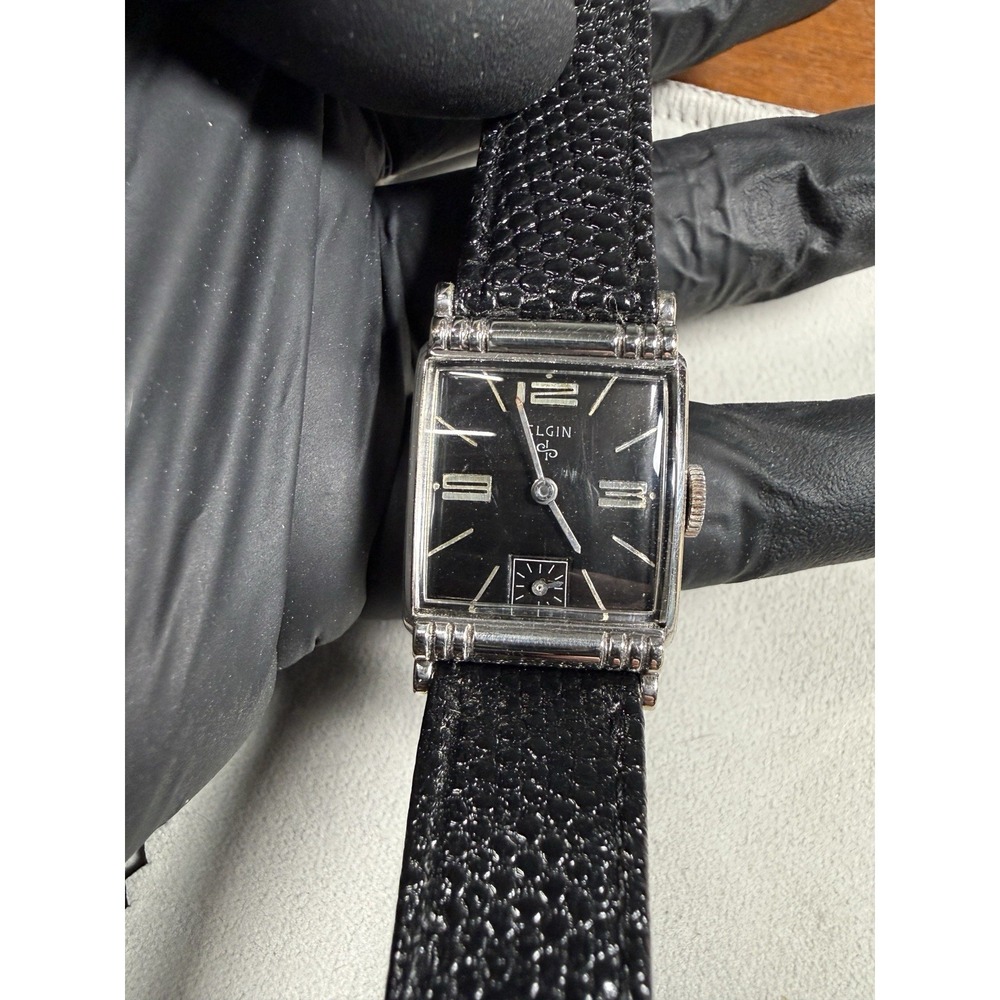 Vintage Unisex Elgin Tank Wrist Watch 10k GF Fancy Case cal 673 17 Jewel Manual